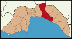 Map showing Manavgat District in Antalya Province