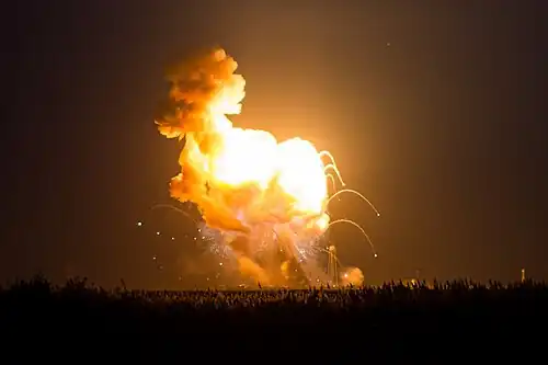 Explosion of Antares after crashing.