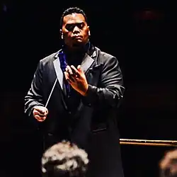 Parnther conducting at the Teatro Real in Madrid, Spain