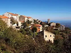 The church and surrounding buildings in Antisanti