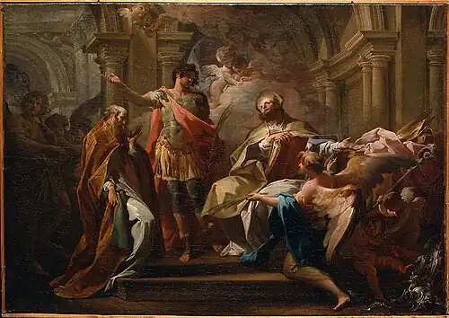 Saints Ippolito, Taurino, and Ercolano (Ercolano could either refer to Herculanus of Perugia or Herculanus of Brescia)