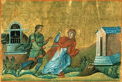 Virgin Martyr Anysia of Thessalonica (Menologion of Basil II, 10th century)