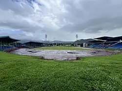 Apia Park rugby stadium as seen from the north stand.