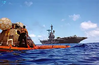 The mice and Command Module America were retrieved by the USS Ticonderoga on December 19, 1972. The three astronauts were already aboard the ship.