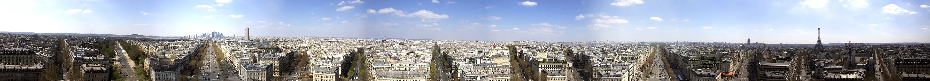 Paris seen from the rooftop terrace of the Arc de Triomphe