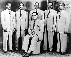 The original members of Arcaño y sus Maravillas. Antonio Arcaño, sitting; Cachao, second from the left.