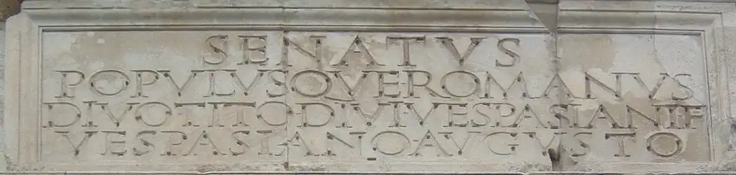The inscription in the Arch of Titus