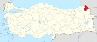 Location of the province within Turkey