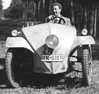 Josef Ganz in the Ardie-Ganz prototype, 1930