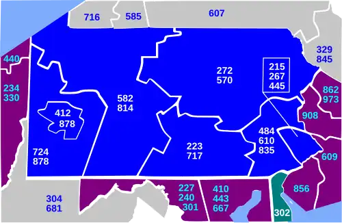 Pennsylvania area codes
