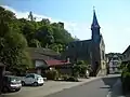 Argenschwang Church, in the background Castle Argenschwang