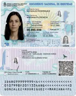 Argentine identity card Obverse and Reverse side, 2026 design