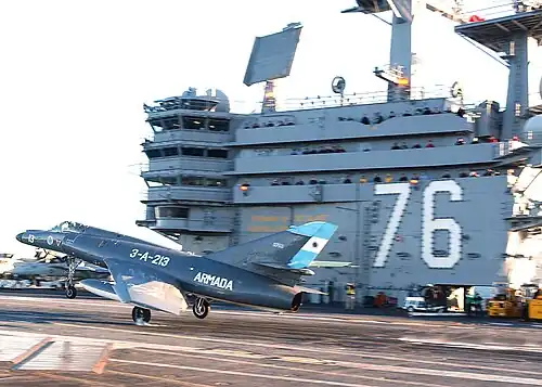 Argentine Navy Super Etendard on USS Ronald Reagan