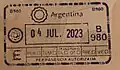 Newer Argentine passport stamps, prior to the new digital Entry-Exit system.