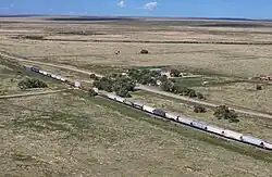 A Colorado Pacific Railroad train passing through Arlington (2025)