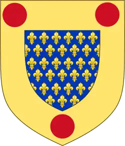 Arms of Pierre II de Courtenay as Count of Nevers, Auxerre, and Tonnerre