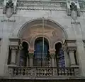 Byzantine style window of the front façade with frescos painted by Abel Cardoso