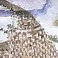 Castle and mosques engraving by Panagiotis Zographou