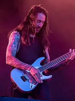 Sgrosso performing with As I Lay Dying in 2023