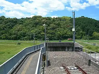 The end of the Asatō Line track (before the construction of roads exclusively for dual-mode vehicles).