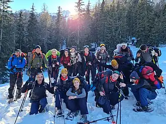 Picture of the Asclepios II team and explorer Mike Horn during the extreme environment training in Verbier.