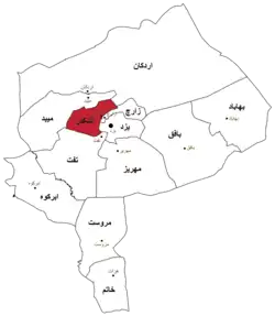Location of Ashkezar County in Yazd province