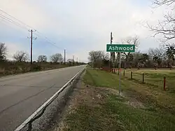 Ashwood sign on FM 1728