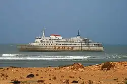The ferry Assalama wrecked off of Tarfaya, Morocco