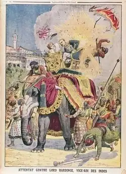 An illustration of the assassination attempt on Lord Charles Hardinge