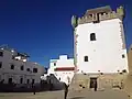 Borj al-Hamra or Al-Qamra Tower, overlooking city square