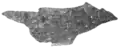Black and white photograph of a body fragment from a bowl or cauldron