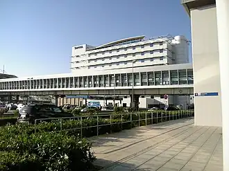 Footbridge to the station and the Sofitel hotel, 2008
