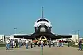 Space shuttle Atlantis, STS-42 from the causeway viewing area. Photo taken with the unit pictured at the left of this page (magazine back and motor drive 500–800mm mirror lens, f12) by James Eager