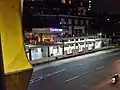 The new station viewed from the skybridge at night, 2022