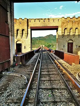 Two-level truss bridge crossing the Indus River
