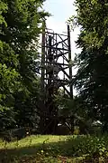 The Atzelberg Tower as a whole after the fire.