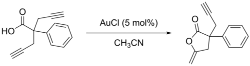 AuCl catalyzed cycloisomerization