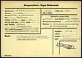 Registration card of August Froehlich as a prisoner at Buchenwald Nazi Concentration Camp. Reason ("Grund") for imprisonment: "forwarded complaints from Polish civil workers to employers."