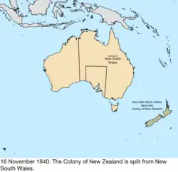 Map of British claims to Australia; for details, refer to adjacent text