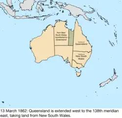 Map of British claims to Australia; for details, refer to adjacent text