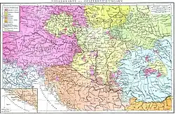 Romanians in Central Europe (coloured in blue), 1880