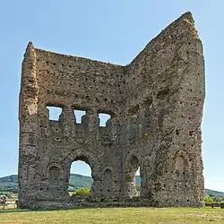 Interior view showing niches made in the thickness of an ancient wall.