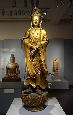 Ming or Qing dynasty bronze statue of Guanyin. Cast sometime in the 17th century. Held at the Asian Art Museum in San Francisco, California, China.
