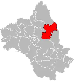 Situation of the canton of Lot et Palanges in the department of Aveyron