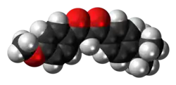 Space-filling model of the avobenzone molecule