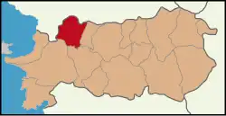 Map showing Germencik District in Aydın Province