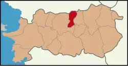 Map showing Köşk District in Aydın Province