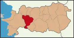 Map showing Koçarlı District in Aydın Province