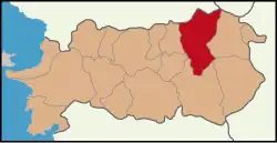 Map showing Nazilli District in Aydın Province