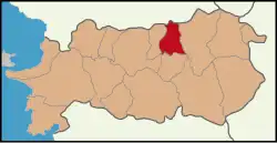 Map showing Sultanhisar District in Aydın Province